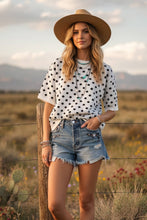 Load image into Gallery viewer, White &amp; Black Polka Dot Sweater Top