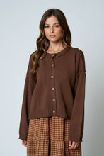 Load image into Gallery viewer, Brown Raw Edge Cardigan