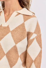 Load image into Gallery viewer, Taupe Diamond Pattern Sweater