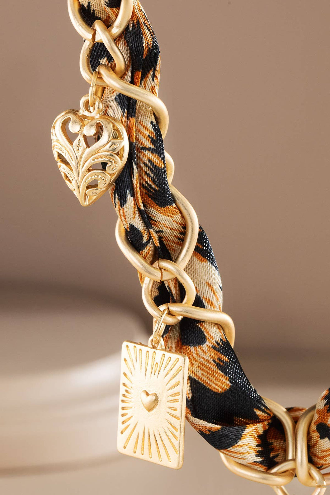 Leopard Scarf Charm Necklace: LEO-LEOPARD