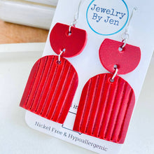 Load image into Gallery viewer, Embossed Arch: Red Earrings