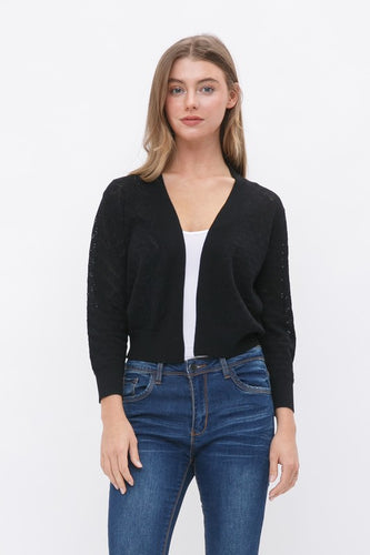 Open Bolero Pointelle Cardigan