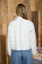 Load image into Gallery viewer, Ivory Quilted Floral Puffer Jacket