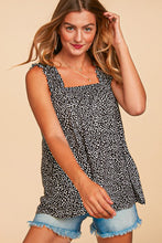 Load image into Gallery viewer, Black Leopard Ruffle Tank