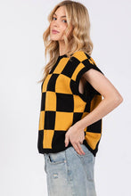 Load image into Gallery viewer, Black &amp; Gold Checkered Sweater Vest