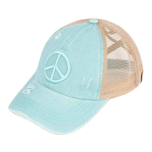 Peace Sign High Pony Baseball Cap