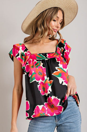 Square Neck Floral Top