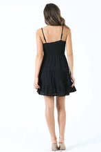 Load image into Gallery viewer, Black Eyelet Twist Front Dress