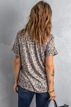 Load image into Gallery viewer, Brown V Neck Front Pocket Leopard Tee