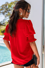 Load image into Gallery viewer, Red Half Sleeve V Neck Top