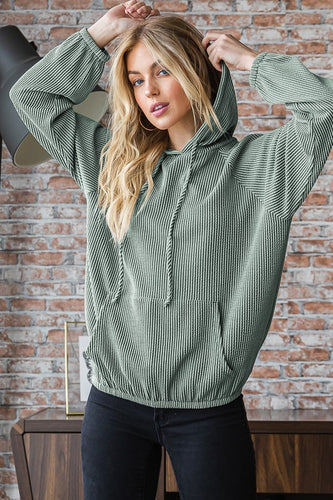 Green Elastic Waist Hoodie