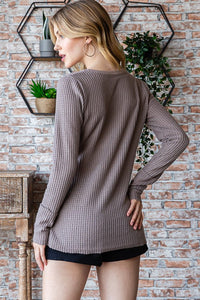 Long Sleeve V-Neck Button