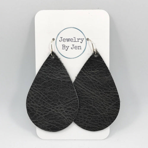 Large Teardrop Earrings: Weathered Grey