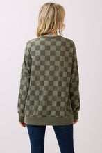 Load image into Gallery viewer, Olive Checkered Print Drop Shoulder Top