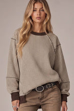 Load image into Gallery viewer, Waffle Patch Detail Pullover Chocolate Sweater