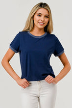 Load image into Gallery viewer, Navy Contrast Ribbed Top