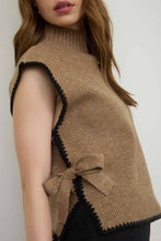 Load image into Gallery viewer, Mocha Mock Neck Side Tie Sweater