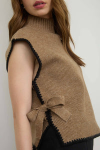 Mocha Mock Neck Side Tie Sweater