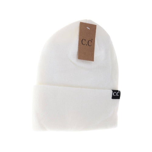 White Wide Cuff C.C Beanie