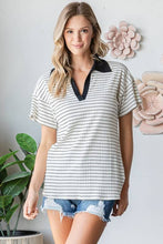 Load image into Gallery viewer, Cream &amp; Black Stripe Top