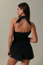 Load image into Gallery viewer, Black Denim Vest-Style Romper