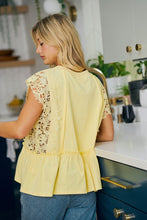 Load image into Gallery viewer, Yellow Solid Jersey Tiered Top With Lace Sleeve