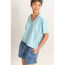 Load image into Gallery viewer, Blue Oversized V-Neck Top