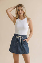 Load image into Gallery viewer, Elastic Waist String Chambray Skort