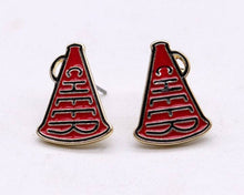 Load image into Gallery viewer, Cheer Horn Gameday Post Earrings: Red Black