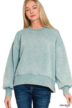 Load image into Gallery viewer, Ash Blue Acid Wash Fleece Oversized Pullover