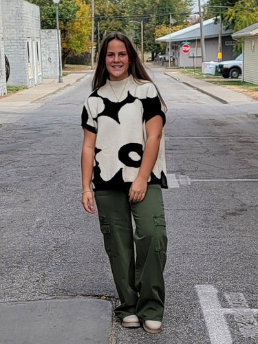Big Flower Print Dolman Top