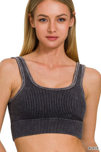 Washed Ribbed Square Neck Tank