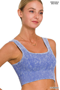 Washed Ribbed Square Neck Tank