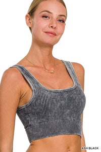 Washed Ribbed Square Neck Tank