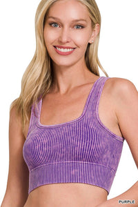 Washed Ribbed Square Neck Tank