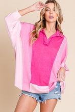 Load image into Gallery viewer, Pink Mineral Washed Color Block Top