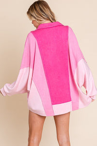 Pink Mineral Washed Color Block Top