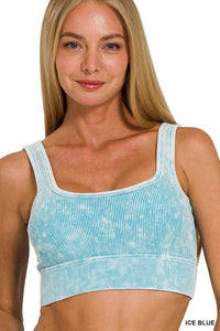 Washed Ribbed Square Neck Tank