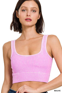 Washed Ribbed Square Neck Tank