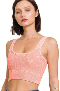 Washed Ribbed Square Neck Tank