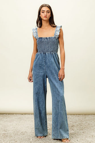 Smoking Washed Denim Overalls