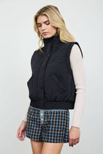 Load image into Gallery viewer, Black Cropped Mock Neck Puffer Vest