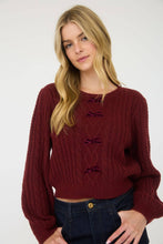 Load image into Gallery viewer, Burgundy Sweater w/Velvet Bows