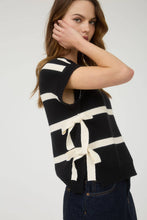 Load image into Gallery viewer, Black Stripe Side Tie Sweater