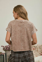 Load image into Gallery viewer, WASHED SHORT SLEEVE BOXY KNIT TOP: OLIVE