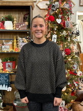 Load image into Gallery viewer, Black Mini Jacquard Crew Neck Sweater
