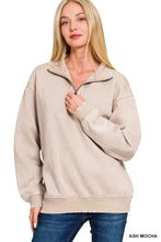 Load image into Gallery viewer, Acid Wash Fleece Half Zip Pullover