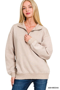 Acid Wash Fleece Half Zip Pullover