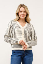 Load image into Gallery viewer, Black &amp; Ivory V-Neck Button Up Cardigan