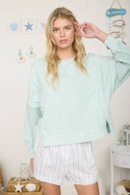 Load image into Gallery viewer, ACID WASH LONG SLEEVE SIDE SLIT KNIT TOP: Black